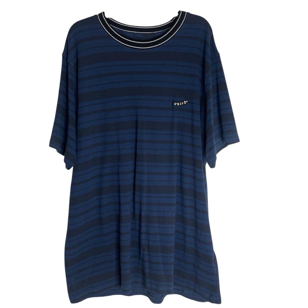 Volcom Modern Fit Striped Blue/Black Men's T-Shirt XXL